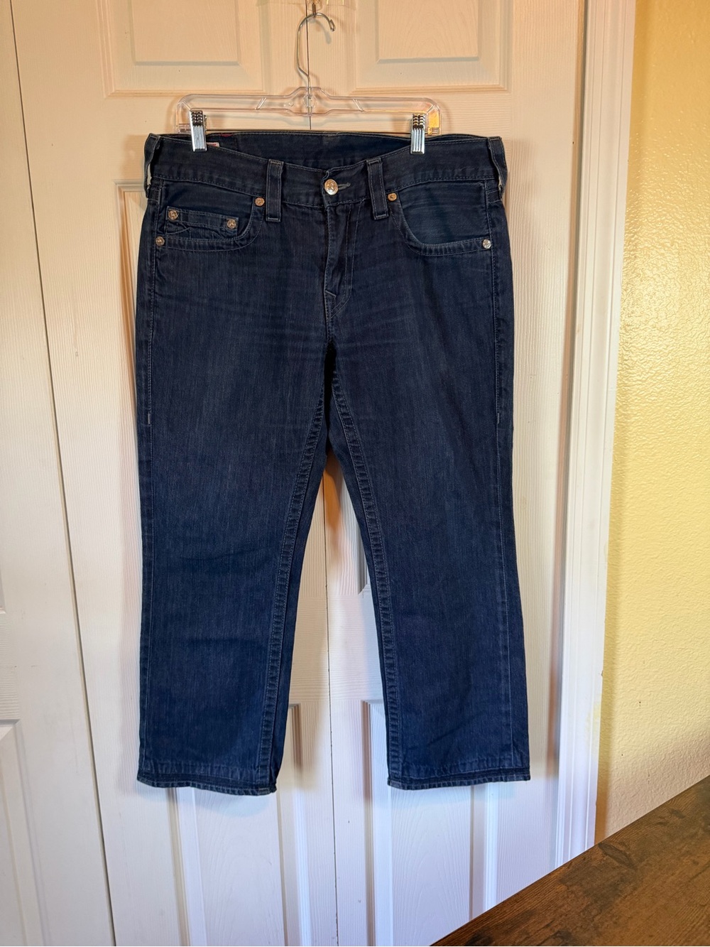 True Religion Bobby Men’s Straight Leg Jeans Dark Wash Hemmed 26.5” Inseam